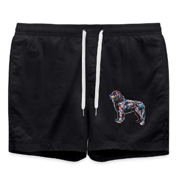 Newfoundland Dog Geometric - Swim Trunks - black - Front - AI Model Male 185 light (185cm)