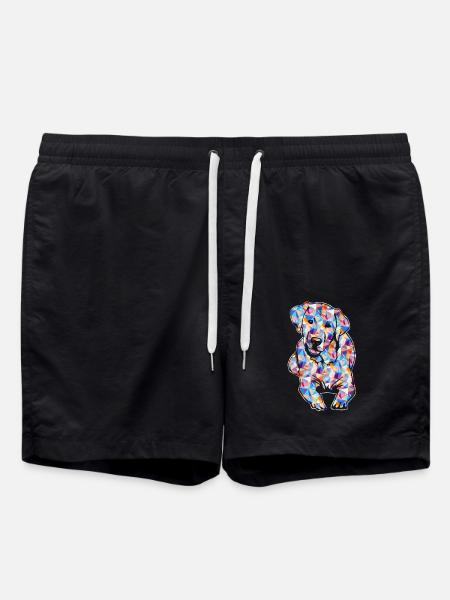 Chocolate Labrador Geometric - Swim Trunks - black