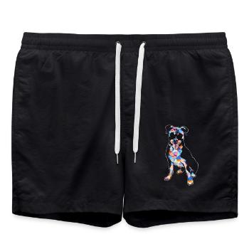 Boxer Dog Geometric - Swim Trunks - black - Front - AI Model Male 185 light (185cm)