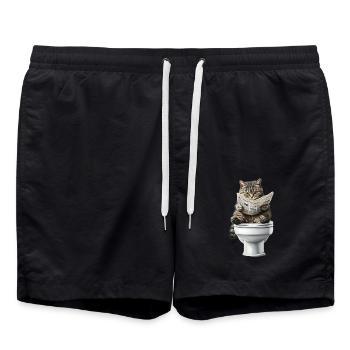 Funny Cat Cat Owner Loo Cat Pet - Swim Trunks - black - Front - AI Model Male 185 light (185cm)