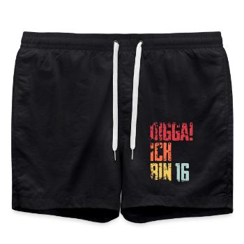 16. Geburtstag 16 Jahre Geschenk Spruch - Badeshorts - Schwarz - Vorne - AI Model Male 185 light (185cm)