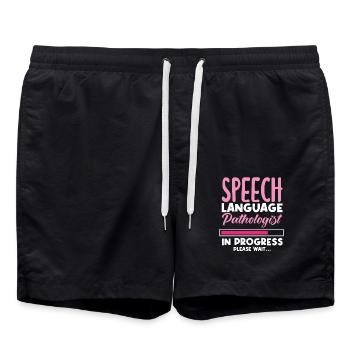 Speech therapist in training please wait Progress - Swim Trunks - black - Front - AI Model Male 185 light (185cm)