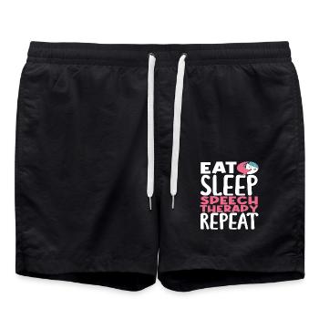 Eat Sleep Sprachtherapeut Wiederholen - Badeshorts - Schwarz - Vorne - AI Model Male 185 light (185cm)