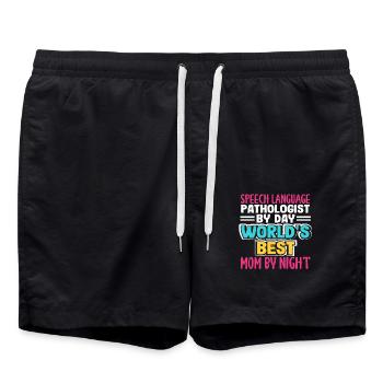 Speech therapist on the day world's best mom - Swim Trunks - black - Front - AI Model Male 185 light (185cm)