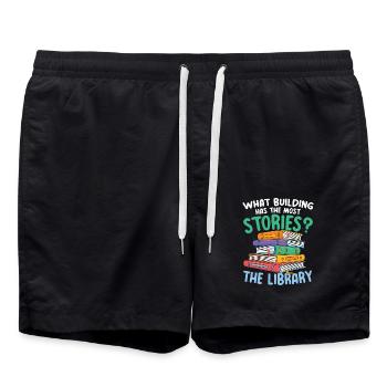 What Building Has The Most Stories The Library - Badeshorts - Schwarz - Vorne - AI Model Male 185 light (185cm)