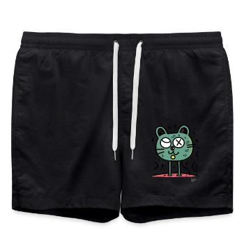 Chat ou chat de dessin animé drôle - Short de bain - noir - Devant - AI Model Male 185 light (185cm)
