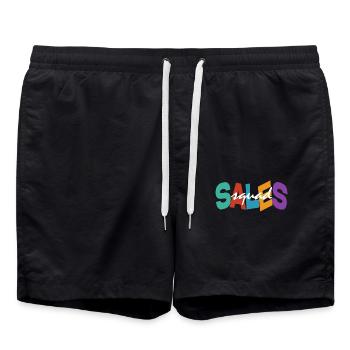 Équipe de vente Typographie colorée Conception Équipe de vente - Short de bain - noir - Devant - AI Model Male 185 light (185cm)