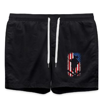 Drapeau américain des États-Unis 4 de juillet ramoneur - Short de bain - noir - Devant - AI Model Male 185 light (185cm)