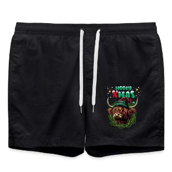 Mooey Noël Ecossais Highland Bovins Vache Drôle - Short de bain - noir - Devant - AI Model Male 185 light (185cm)