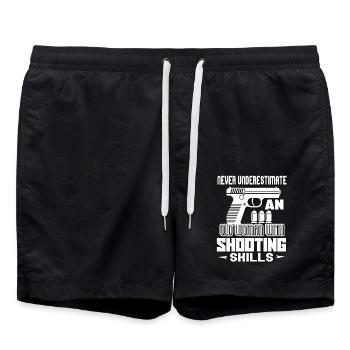 Shooting Old Woman With Shooting Skills - Swim Trunks - black - Front - AI Model Male 185 light (185cm)