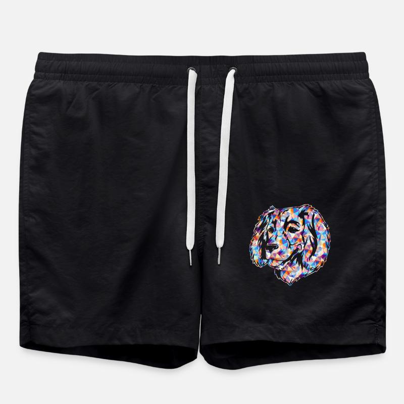 Boykin Spaniel Geometric - Swim Trunks - black