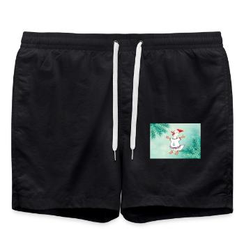 Canard de Noël en pull festif Noël - Short de bain - noir - Devant - AI Model Male 185 light (185cm)
