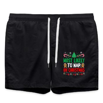 Le plus susceptible de faire la sieste pendant les vacances de Noël - Short de bain - noir - Devant - AI Model Male 185 light (185cm)