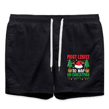 Le plus susceptible de faire la sieste pendant les vacances de Noël - Short de bain - noir - Devant - AI Model Male 185 light (185cm)
