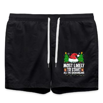 Most Likely To Start All The Shenanigans Naughty C - Swim Trunks - black - Front - AI Model Male 185 light (185cm)