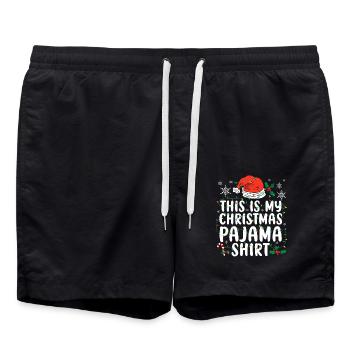 C’est mon Noël Pyjama Chemise Père Noël Sieste Sommeil - Short de bain - noir - Devant - AI Model Male 185 light (185cm)