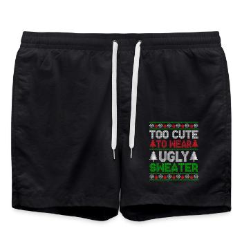 Trop mignon pour porter un pull laid Noël - Short de bain - noir - Devant - AI Model Male 185 light (185cm)