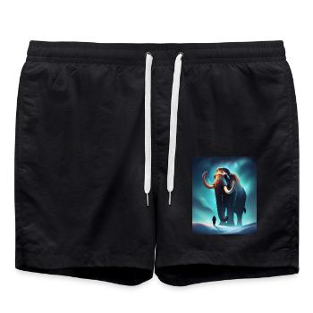 Un mammouth cool et un humain - Short de bain - noir - Devant - AI Model Male 185 light (185cm)