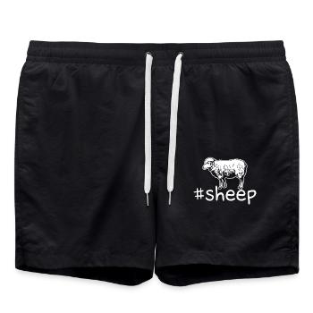 Funny Sheep Hashtag - Swim Trunks - black - Front - AI Model Male 185 light (185cm)