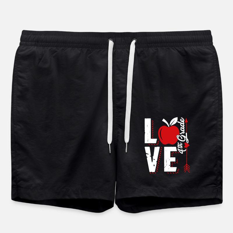 Love 4th Grade Teacher - Swim Trunks - black
