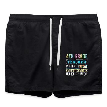 4th Grade Teacher In It For The Outcome - Swim Trunks - black - Front - AI Model Male 185 light (185cm)