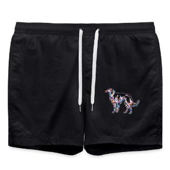 Irish Wolfhound Geometric - Swim Trunks - black - Front - AI Model Male 185 light (185cm)