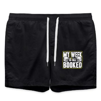 Book My Week Is All Booked - Swim Trunks - black - Front - AI Model Male 185 light (185cm)