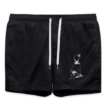 Great Dane Dog Colorful Geometric - Swim Trunks - black - Front - AI Model Male 185 light (185cm)
