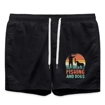 Easily distracted by fishing and dogs - Swim Trunks - black - Front - AI Model Male 185 light (185cm)