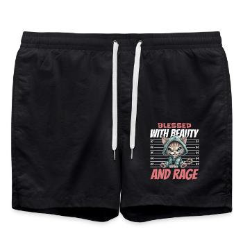 Katze Geschenk Ironie Sarkasmus Humor Geburtstag - Badeshorts - Schwarz - Vorne - AI Model Male 185 light (185cm)