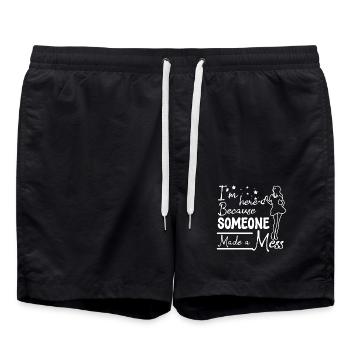 I'm here because someone made a mess housekeeper - Swim Trunks - black - Front - AI Model Male 185 light (185cm)