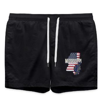 Mississippi Vereinigte Staaten Retro Landkarte - Badeshorts - Schwarz - Vorne - AI Model Male 185 light (185cm)
