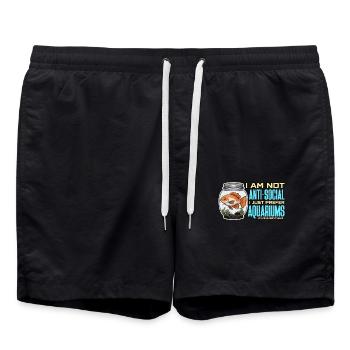 Aquarium Enthusiast I Am Not Anti-Social Aquascape - Swim Trunks - black - Front - AI Model Male 185 light (185cm)