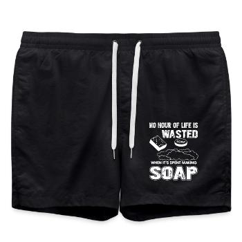 Soap Maker Spent Time On Making Soap - Swim Trunks - black - Front - AI Model Male 185 light (185cm)