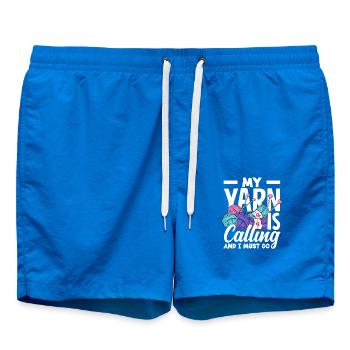 My yarn is calling, knitting, gotta start knitting - Swim Trunks - cobalt blue - Front