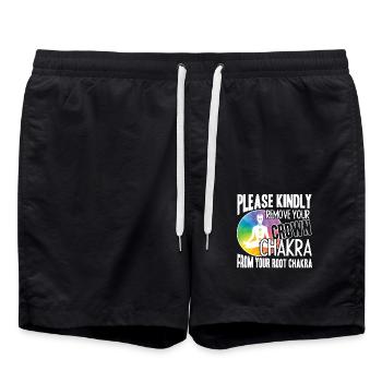 Please Kindly Remove Your Crown Chakra - Swim Trunks - black - Front - AI Model Male 185 light (185cm)