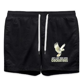 Cockatoo Cockatoos Cockatoo - Swim Trunks - black - Front - AI Model Male 185 light (185cm)