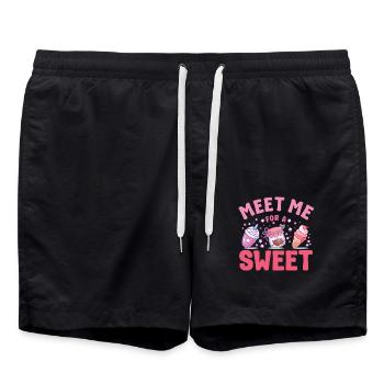 Cake Baker Meet Me For A Sweet Cupcake - Badeshorts - Schwarz - Vorne - AI Model Male 185 light (185cm)