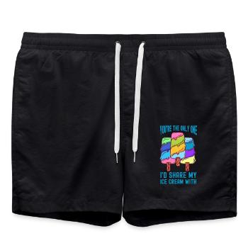 Ich würde mein Gelato Frozen Cream Sherbet teilen - Badeshorts - Schwarz - Vorne - AI Model Male 185 light (185cm)