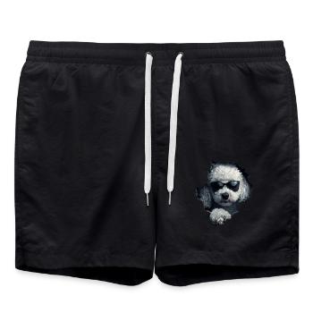 Funny Dog Owner Cute Dog Poodle - Swim Trunks - black - Front - AI Model Male 185 light (185cm)