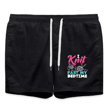 Knitting fun until late at night - Swim Trunks - black - Front - AI Model Male 185 light (185cm)