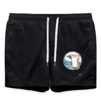 Vagues de la mer japonaise et lait - Short de bain - noir - Devant - AI Model Male 185 light (185cm)