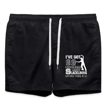 Slacklining Solves All Problems - Swim Trunks - black - Front - AI Model Male 185 light (185cm)