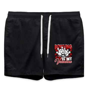 Bowling Is My Valentine - Swim Trunks - black - Front - AI Model Male 185 light (185cm)