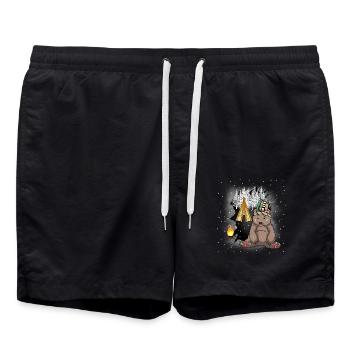 Schamanen Bär Tipi Lagerfeuer Wilder Westen Bären - Badeshorts - Schwarz - Vorne - AI Model Male 185 light (185cm)