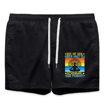 Yoga Sex Is Horny But Have You Tried Yoga Funny - Swim Trunks - black - Front - AI Model Male 185 light (185cm)