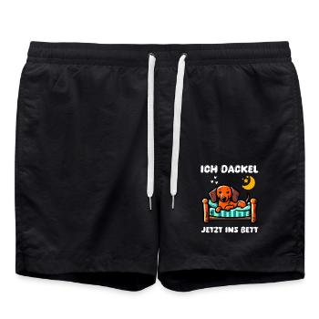 Dog Dachshund Dachshund Friends Bed Tired Sleep Outfit - Swim Trunks - black - Front - AI Model Male 185 light (185cm)