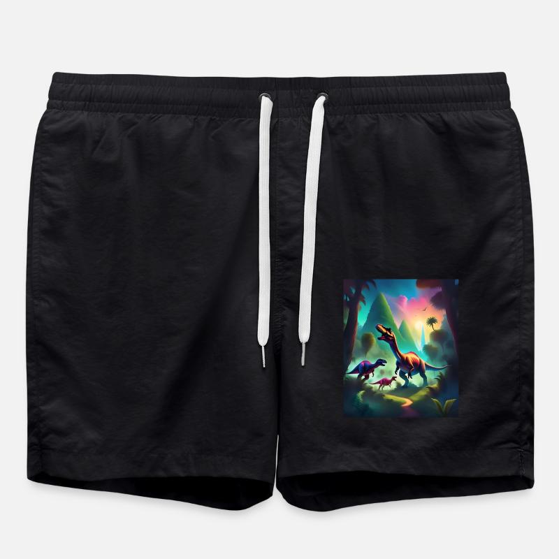 Conception de t-shirt dinosaures graphiques colorés - Short de bain - noir