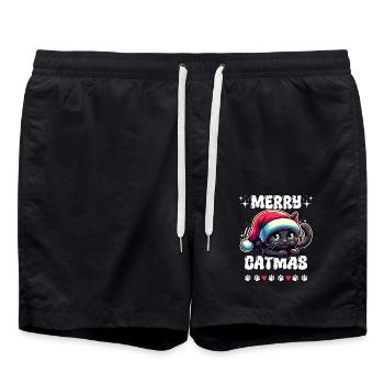 Merry Catmas Christmas Cat Paw Cat Mom - Swim Trunks - black - Front - AI Model Male 185 light (185cm)