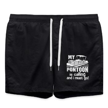 Pontooning My Pontoon Is Calling - Swim Trunks - black - Front - AI Model Male 185 light (185cm)